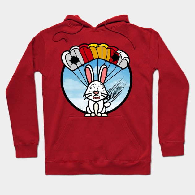 Silly white rabbit  has a broken parachute Hoodie by Pet Station
